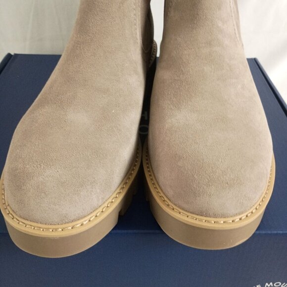 White Mountain Glean Mid Calf Boots Taupe Suede Leather 9.5W New in Box - Picture 4 of 10